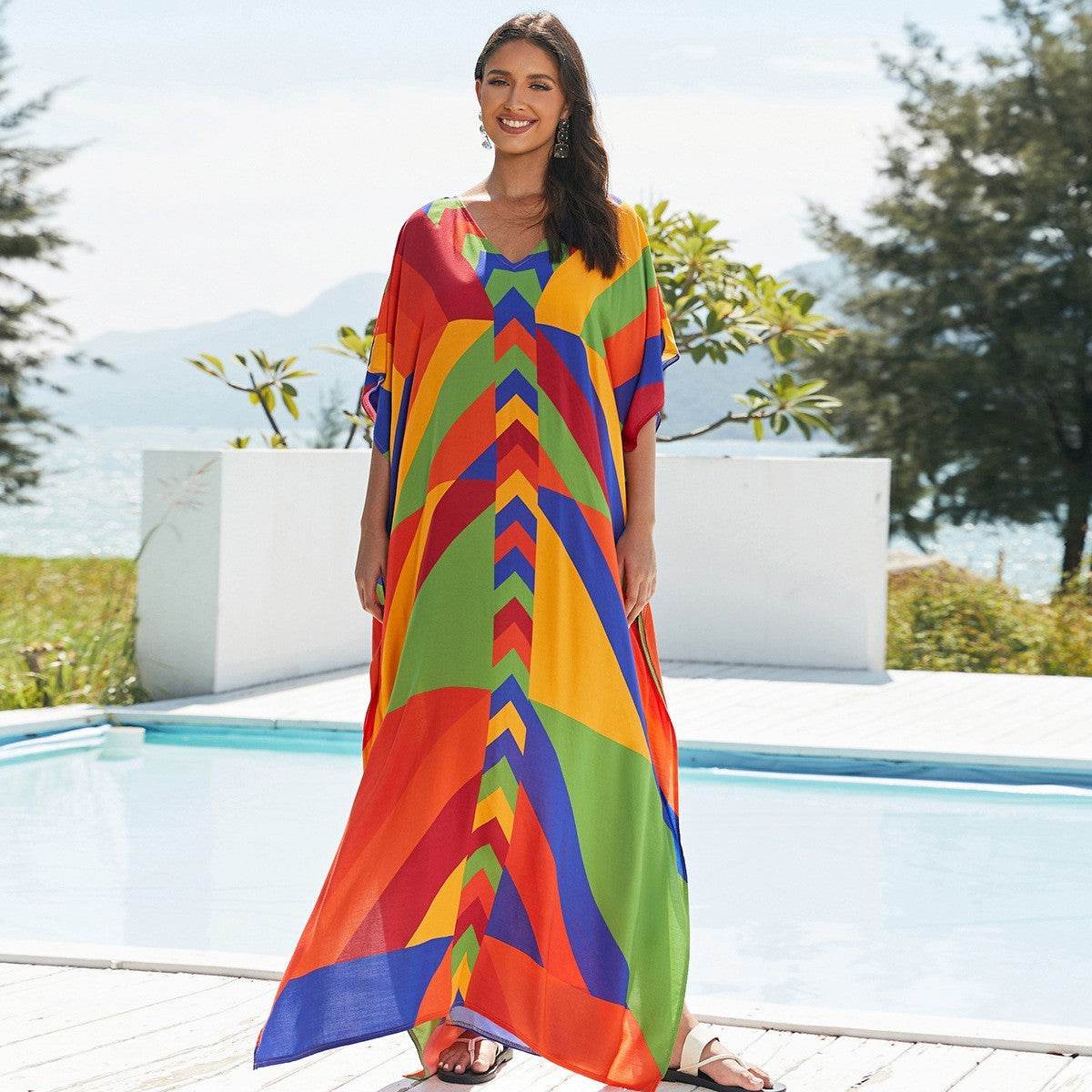 Plus Size Robe Blouse Beach Bikini Vacation Coat Dress Women - Mubimart