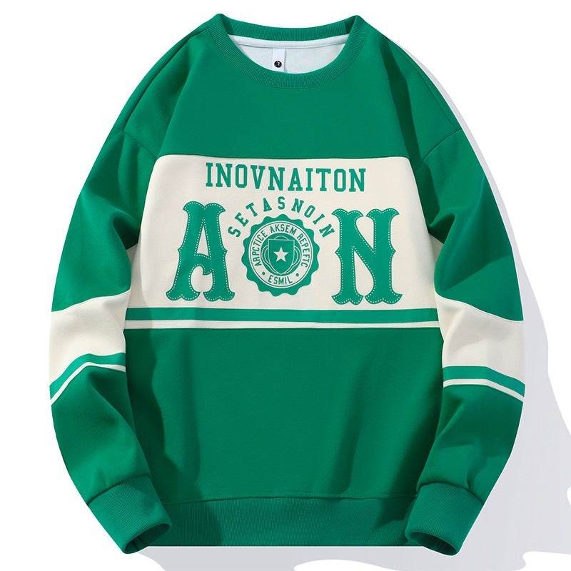 Mens Fashion Print Crew Neck Sweatshirt - Mubimart