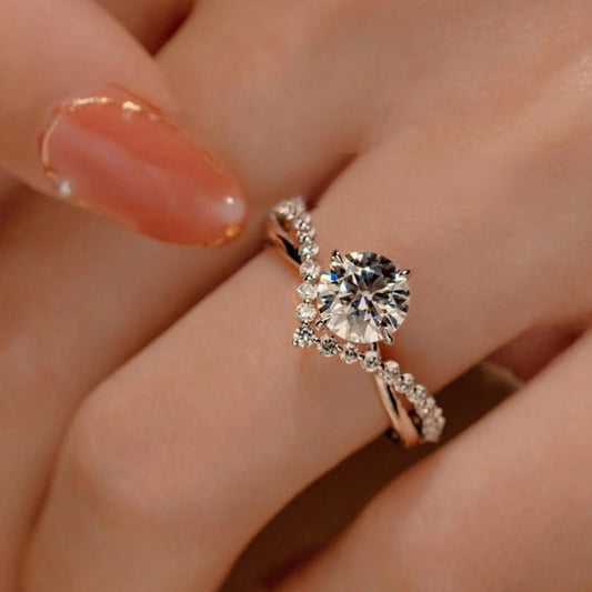 Fashion Sterling Silver Moissanite Ring Women