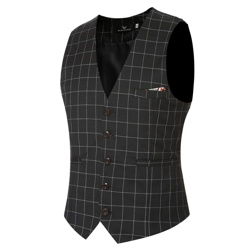 Korean Men's Formal Suit V-necked Vest