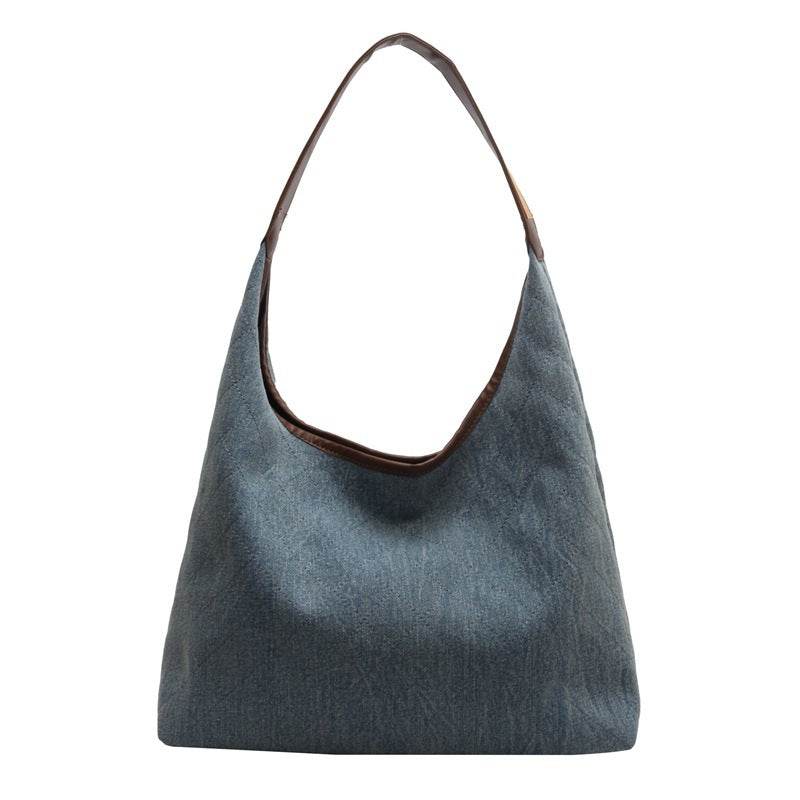 Denim Canvas Bucket Bag Fashion Large Capacity Shoulder Bags For Women Tote Handbag Female Shopping Bags - Mubimart