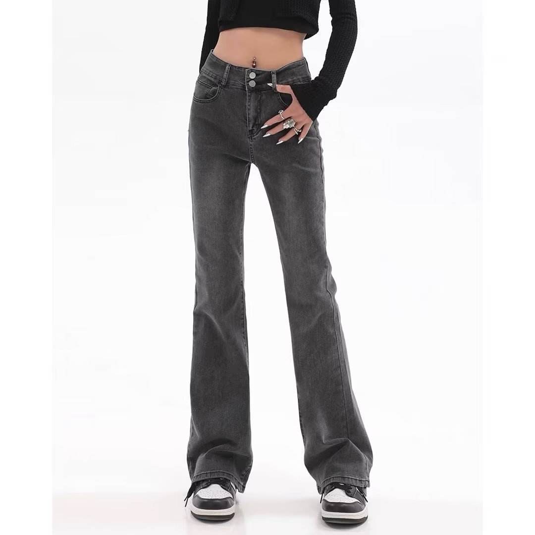 Retro American Slightly Flared Jeans Women - Mubimart