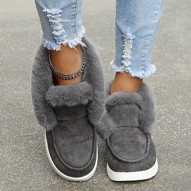 Snow Boots Warm Winter Shoes Plush Fur Ankle Boots Women - Mubimart