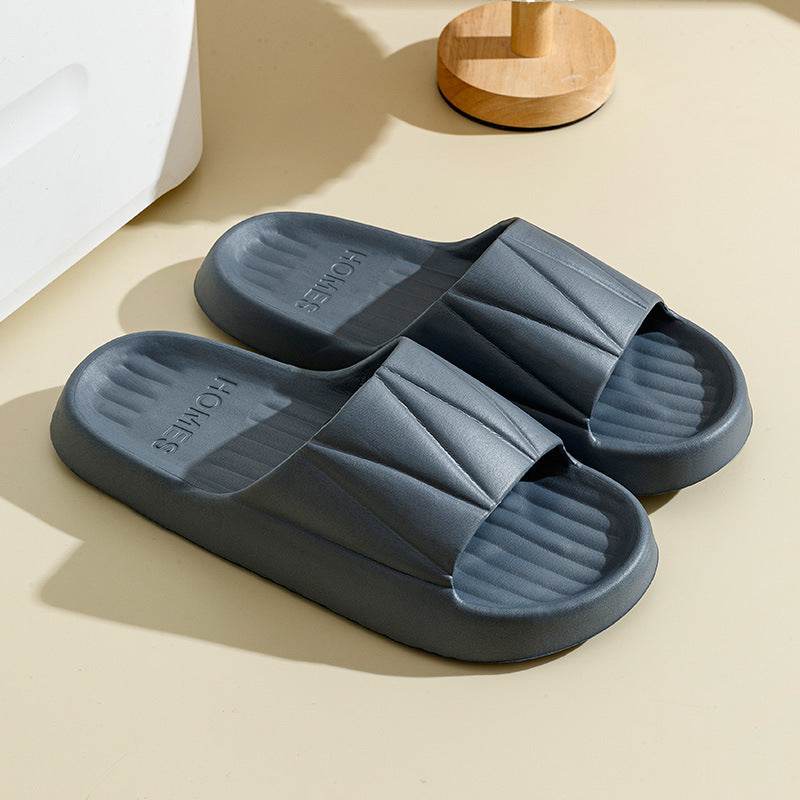 Non-slip Stripe Design Home Slippers Summer Thick Sole Floor Bathroom Slipper For Women Men House Shoes - Mubimart