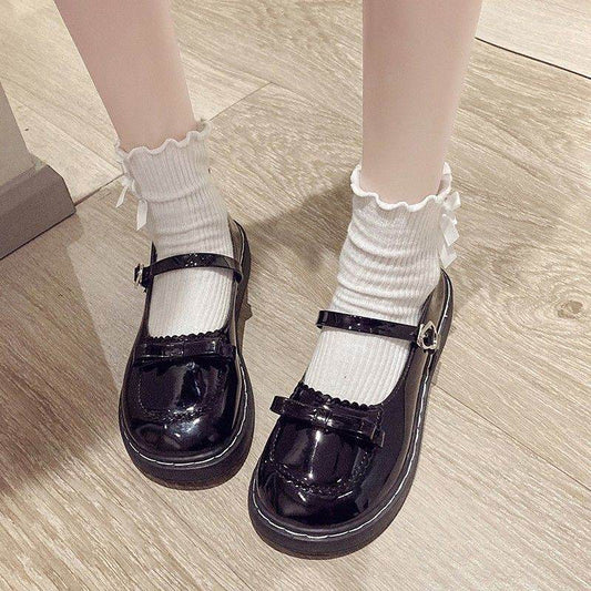 Cute Bow Mary Jane Small Leather Shoes Women - Mubimart