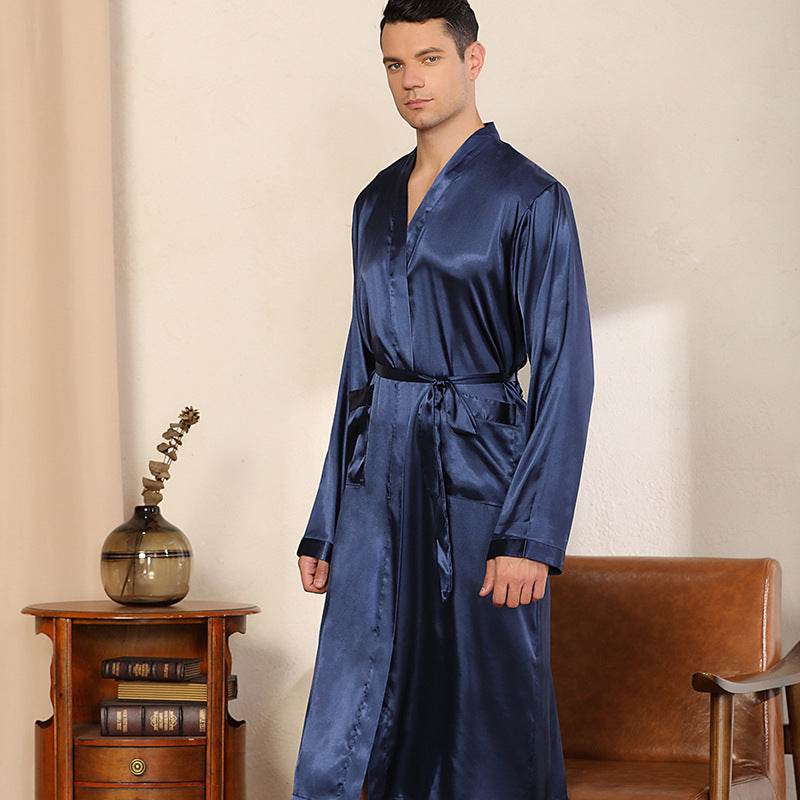 Men's Robe Ultra-thin Cardigan Nightgown Loose Plus Size - Mubimart