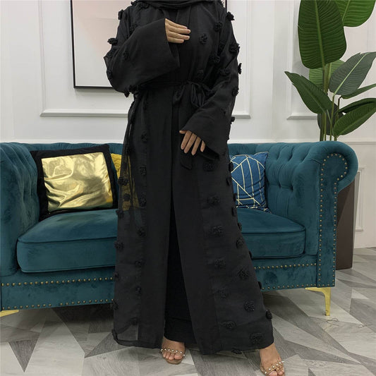 Mesh Loose Lace Long Sleeve Cardigan Robe For Women - Mubimart