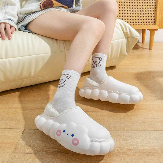 Cloud Winter Cotton Slippers For Women - Mubimart