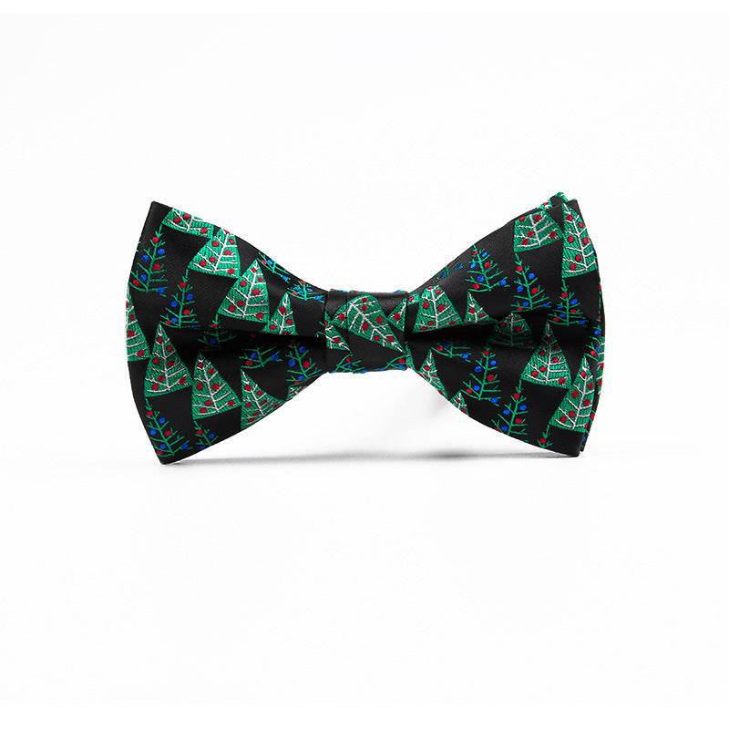 Mens Christmas Fashion Casual Print Bow Tie - Mubimart
