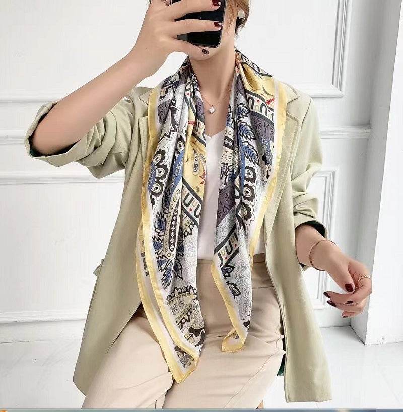 Fashion Silk Scarves Female Printing Hijab - Mubimart