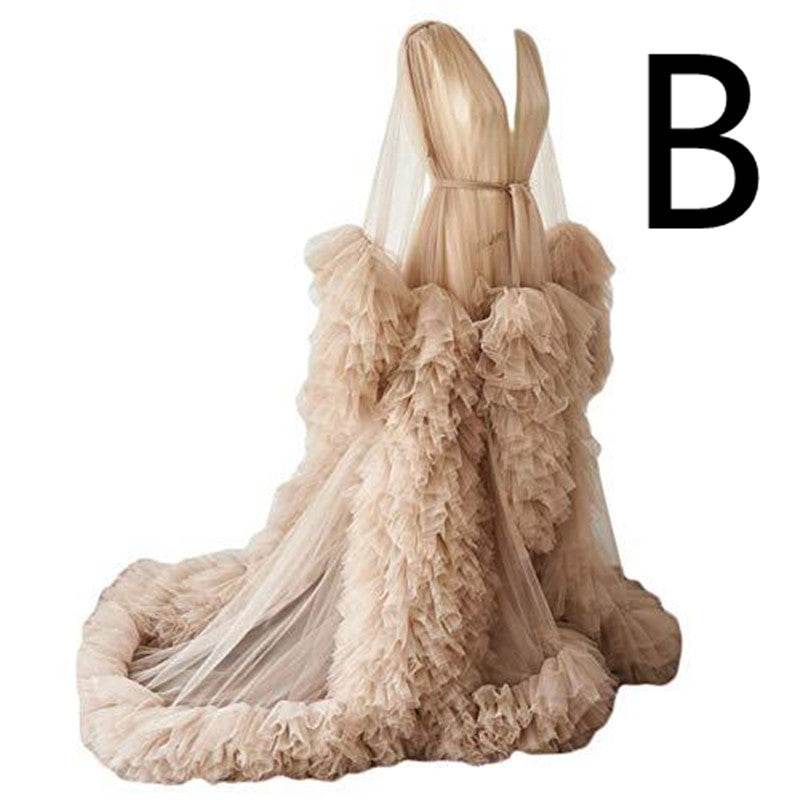 Long Tulle Robe For Pregnant Women - Mubimart