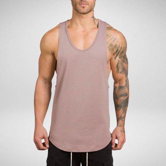 Men Long Tank Muscle Workout T-Shirt Bodybuilding Gym Athletic Training Sports Tops - Mubimart