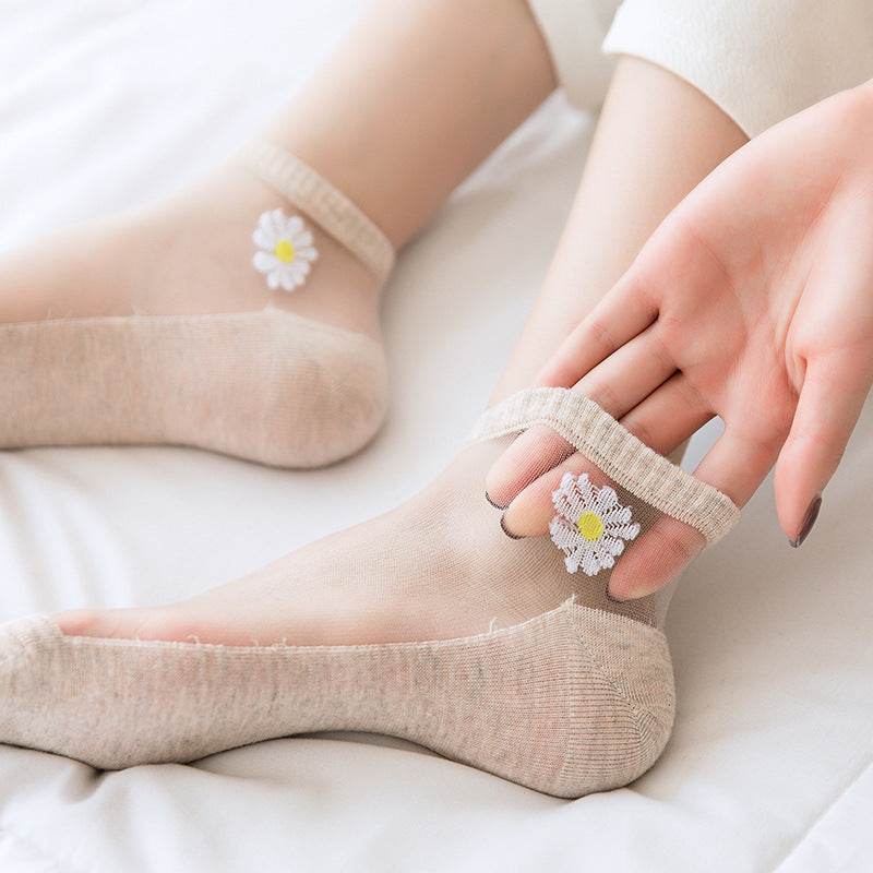 Women's Low-cut Liners Transparent Spun Glass Thin Socks - Mubimart
