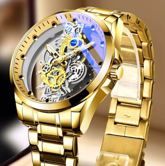Men Watch Skeleton Automatic Quartz Watch Gold Skeleton Vintage Man Watch Mens Watches Top Brand Luxury - Mubimart