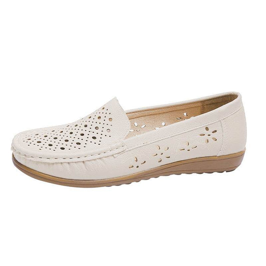 Women Loafers Hollow Out Breathable Anti Slip Flats Shoes - Mubimart
