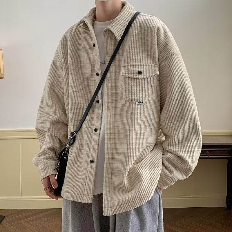 Corduroy Shirt Men's Warm Jacket Casual Shirt - Mubimart