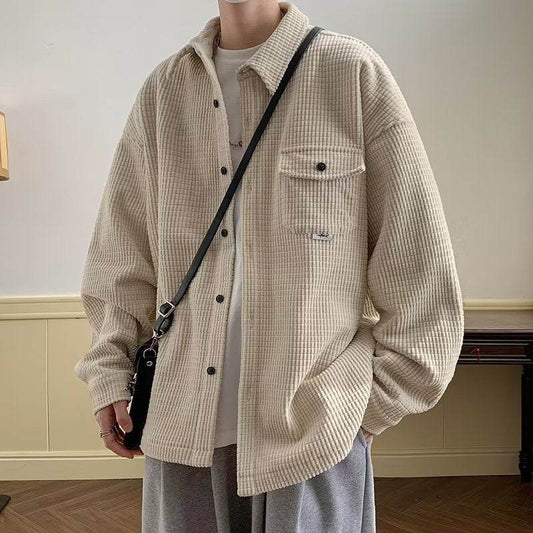Corduroy Shirt Men's Warm Jacket Casual Shirt - Mubimart