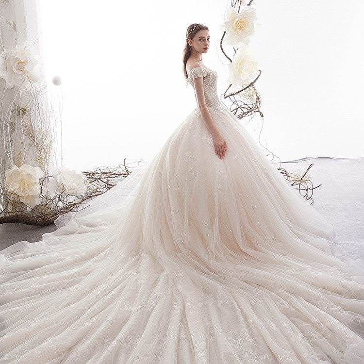 Women's Fashion Wedding Simple Large Trailing Dresses - Mubimart