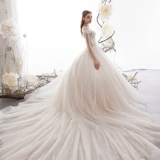 Women's Fashion Wedding Simple Large Trailing Dresses - Mubimart