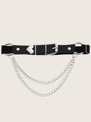 A Sex Heart Chain Elastic Leather Irregular Garter Belt - Mubimart -  