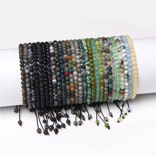 Adjustable Natural Raw Gemstone Beading Bracelet - Mubimart