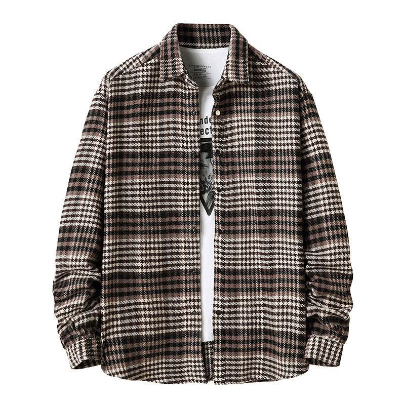 Flannel Thick Plaid Shirt Men's Style Jacket Lining - Mubimart