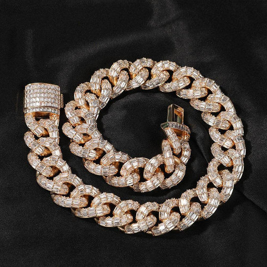 Mens Fashion Personalized Square Zirconium Cuban Bracelet Necklace - Mubimart