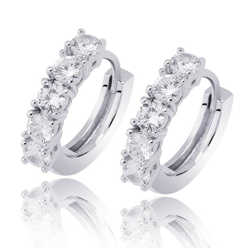 Single Row Zircon Hip Hop Men And Women Couple Hinge Ring Earrings - Mubimart