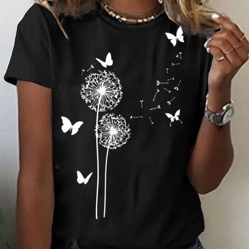 Printed T-shirt Casual Tops For Women - Mubimart