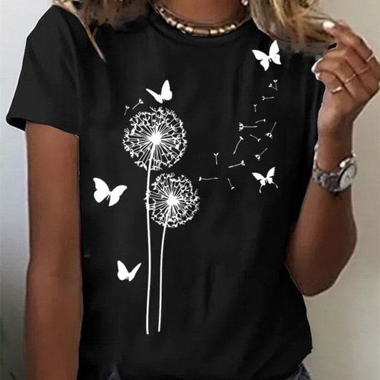Printed T-shirt Casual Tops For Women - Mubimart