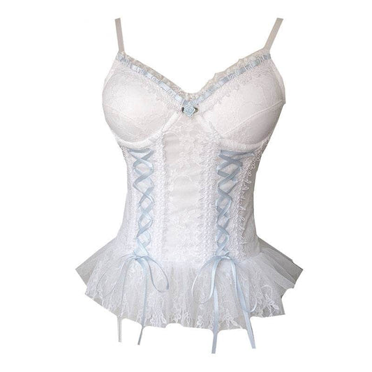 French Retro Lace Corset Sling Top Women - Mubimart