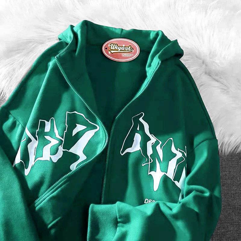 Men's And Women's Hoodies Gothic Couple Harajuku Large Size Zipper Sweater - Mubimart