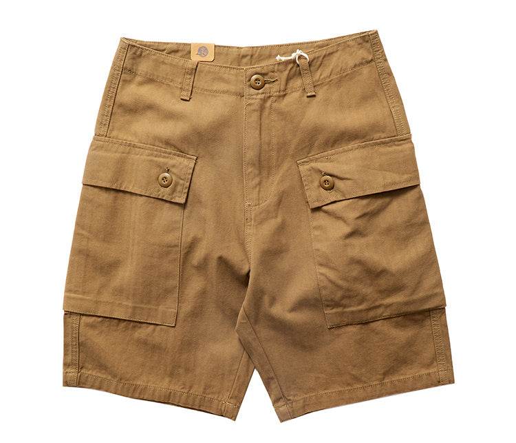 Heavy Weight Washed Khaki Twill Tooling Multi-bag Shorts - Mubimart
