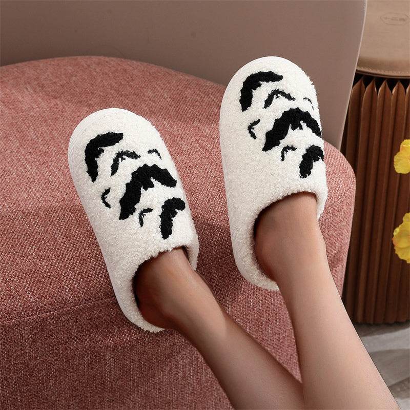Funny Bat Slipper Halloween Pumpkin Flat Indoor House Shoes For Women Men Soft Plush Cozy Horror Fashion Halloween Gifts - Mubimart