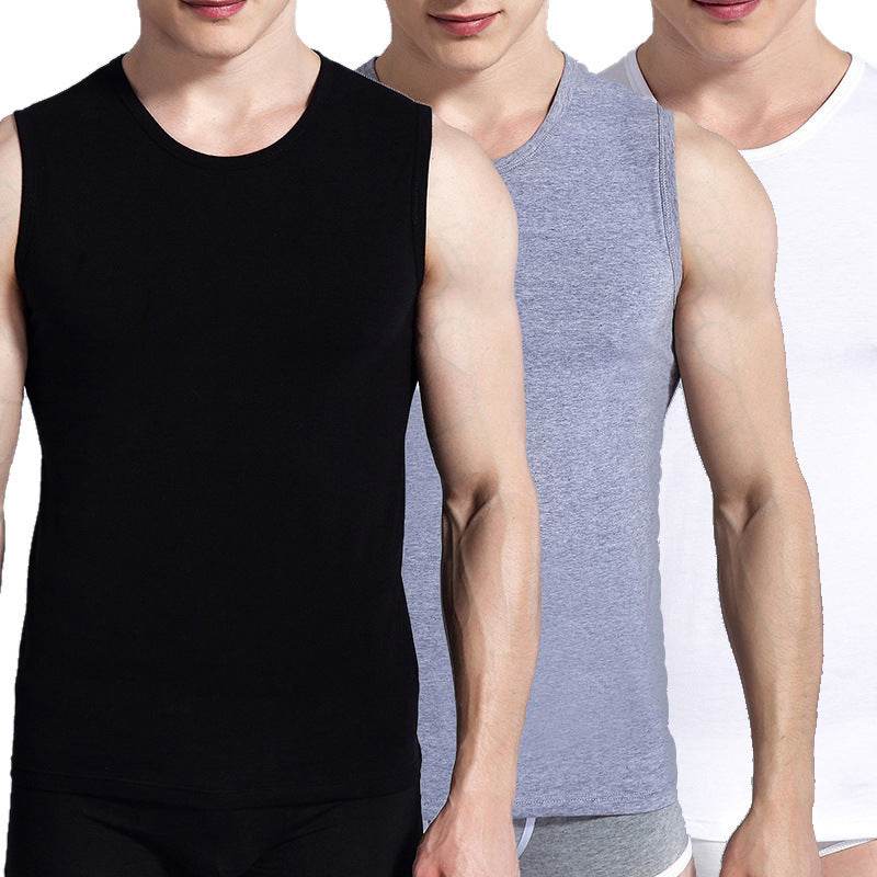 Men's Fashion Wide Shoulder Sports Round Neck Undershirt - Mubimart