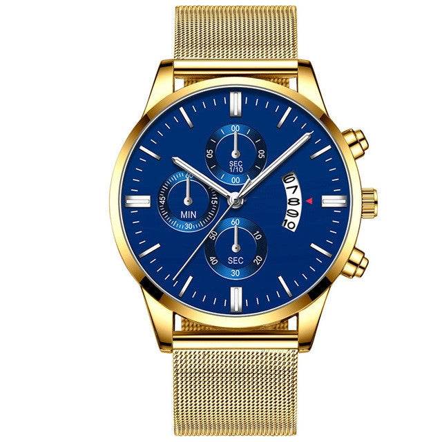 Mens Business Luxury Watches For Men Mesh Band Quartz Watch - Mubimart