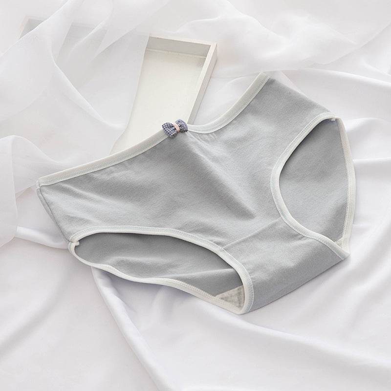 Simple Girl Cotton Panties Women Mid-waist Sweet Student Briefs - Mubimart