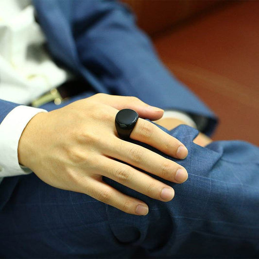 Round Ring Gold Men Fashion Trend - Mubimart
