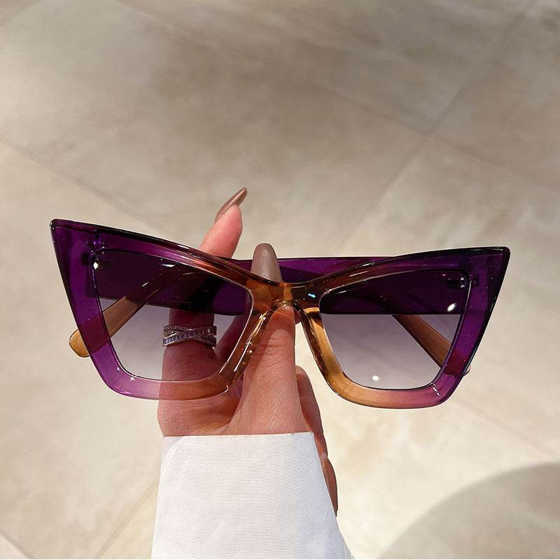 Large Frame Cat Eye Simple Sunglasses - Mubimart