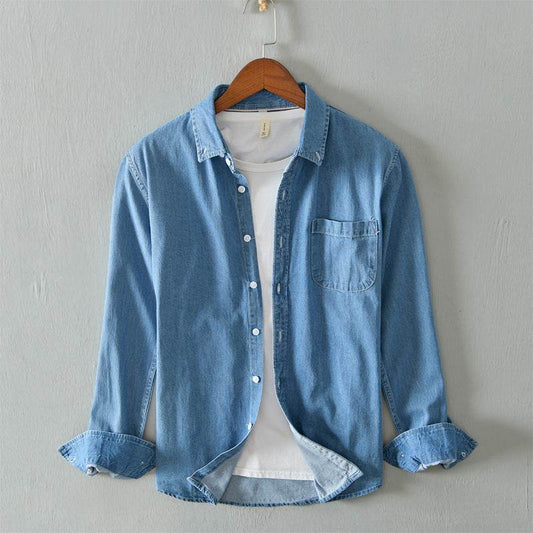 New Youth Shirt Jacket Men's Casual Long-Sleeved Denim Shirt Men's Jacket - Mubimart