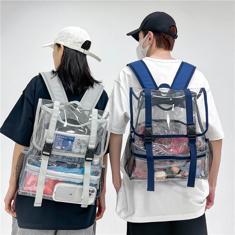 Men And Women's Fashion Transparent Flap Travel Duffel Bag - Mubimart