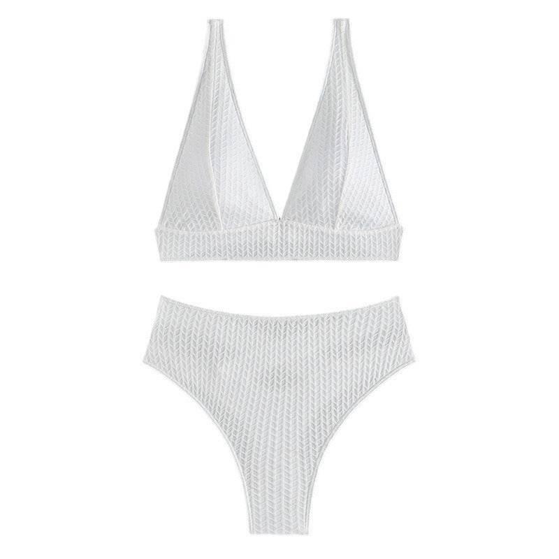 Summer Women's Solid Color Backless Beach Bikini Swimsuit - Mubimart