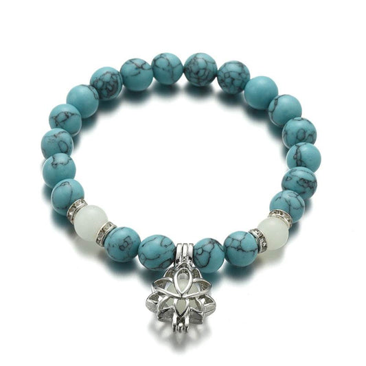 Energy Luminous Lotus Natural Stone Bracelet Yoga Healing Luminous Glow In The Dark Charm Beads Bracelet For Men Women Prayer Buddhism - Mubimart