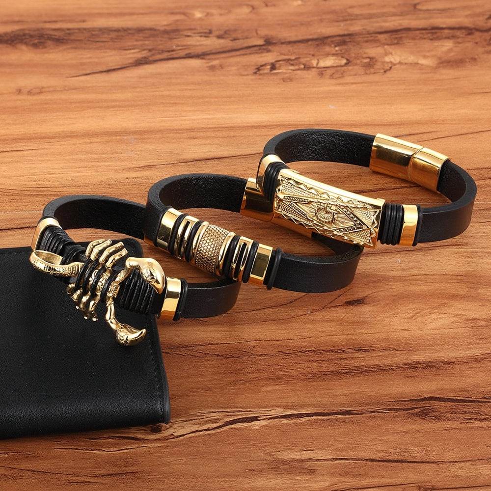 Scorpion Bracelet Leather Woven Bracelet Men - Mubimart