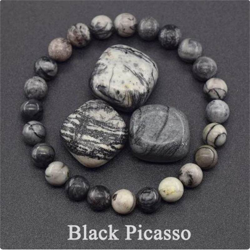 Natural Stone Elastic String Beaded Bracelet Jewelry Stone Tiger Eye Beaded Yoga Bracelets For Men Women - Mubimart