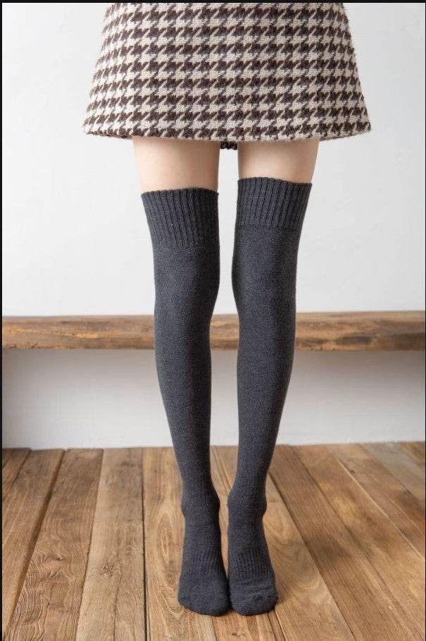 Autumn And Winter Over The Knee Socks Women Plus Velvet Thick Jk High Tube - Mubimart
