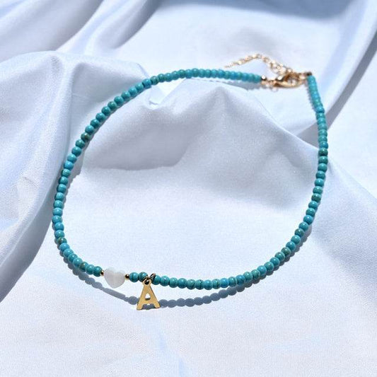 Colorful Beads Initial Choker For Women Stainless Steel Lett - Mubimart