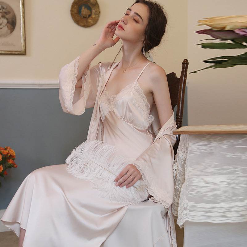 Women's Fashion Simple Halter Lace Loungewear Set - Mubimart