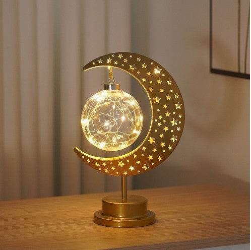 LED Modeling Lamp Creative Personality Iron Moon - Mubimart