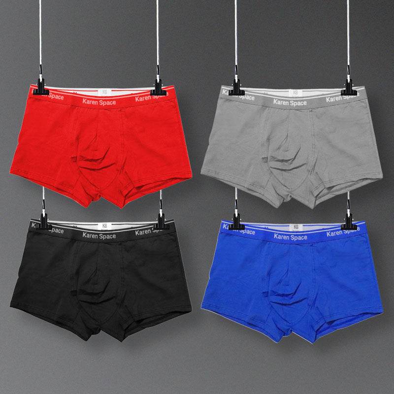 Cotton Men's Solid Color Boxers - Mubimart